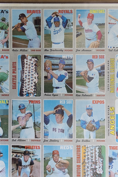 1970 Topps Baseball High Series Uncut Sheet w. Nolan Ryan & Johnny Bench