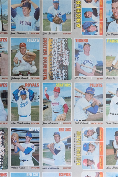 1970 Topps Baseball High Series Uncut Sheet w. Nolan Ryan & Johnny Bench
