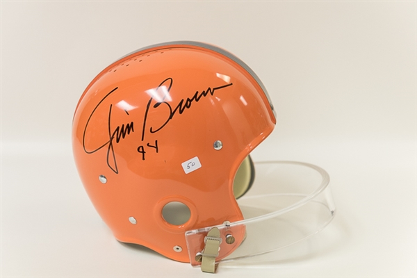 Jim Brown Large Signature on a Full Size Syracuse Football Helmet (JSA)