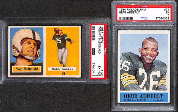 Lot of 7 1957-1972 Topps/Philadelphia Football Cards w. Tommy McDonald - PSA