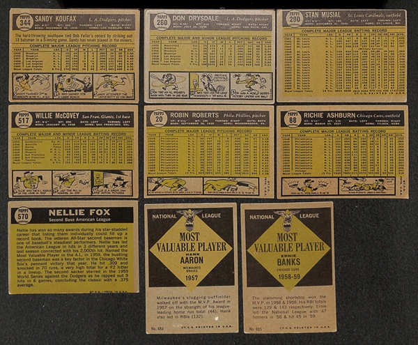 Lot of 110 - 1961 Topps Baseball Cards w. Sandy Koufax x2