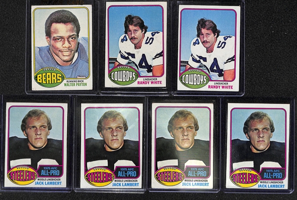 Lot of Approx. 100 1976 Topps Football Cards w. Walter Payton RC