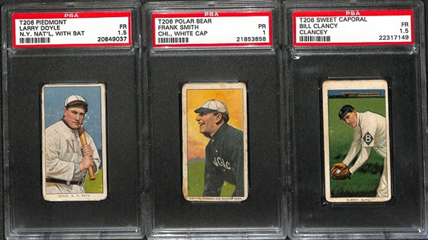 Lot of 3 T206 Cards - Doyle/Frank Smith/Clancy - PSA