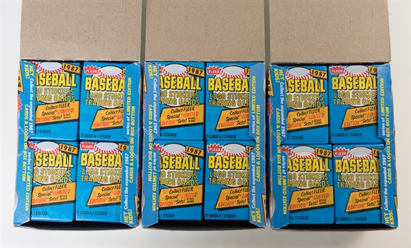 Lot of 3 - 1987 Fleer Baseball Sealed Wax Boxes w. Potential for Barry Bonds Rookie Card