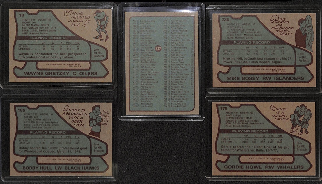 1979-80 Topps Hockey Partial Set w. Gretzky Rookie Card, & 3 Additional Topps Hockey Partial Sets from 1974-1979