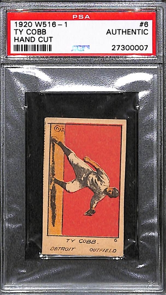 1920 W516-1 Ty Cobb Card #6 Strip Card - PSA Authentic