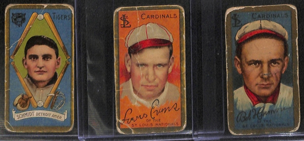 Tobacco Card Lot of 10 - 1909 T206 Cards w. Oldring & 5 - 1911 T205 Cards w. Wallace