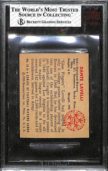 1950 Bowman #78 Dante Lavelli Rookie (HOF) BVG 8 (NM-MT)