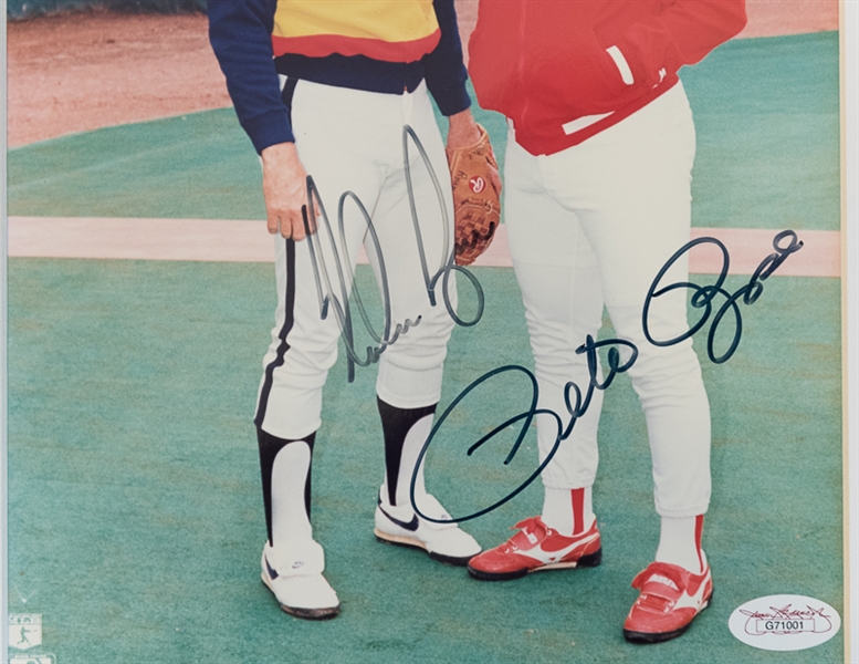 Pete Rose & Nolan Ryan Dual Signed Photo (JSA) in an 11x14 Mat