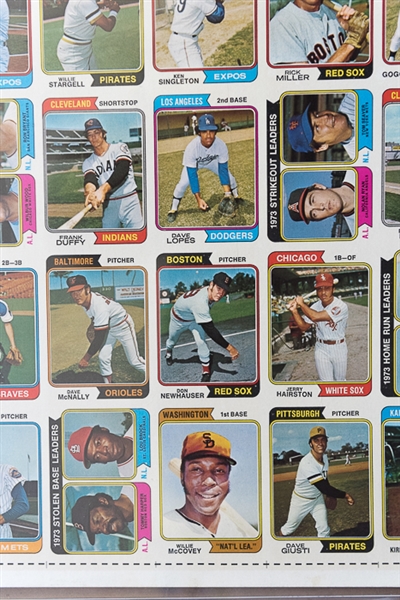 1974 Topps Baseball Uncut Sheet w. Hank Aaron