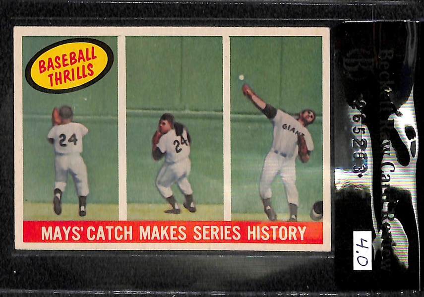 1959 Topps Willie Mays Baseball Thrill Card #464 BVG 4.0