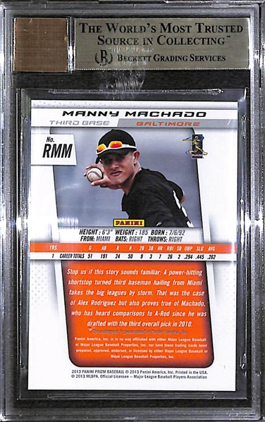 2013 Panini Prizm Manny Machado Autographed Baseball Card BGS 9.5 GEM Mint (w/ 9 Autograph Grade)