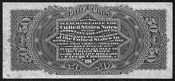 1863-1869 Lincoln 50 Cent Fractional Currency FR 1374 - VF Grade - Scarce