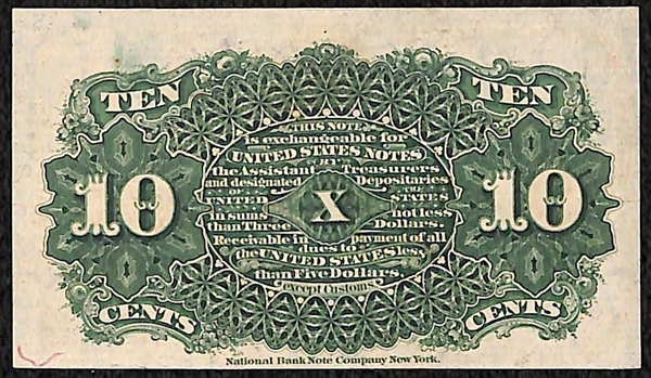 1863-1869 Lady Justice 10 Cent Fractional Currency