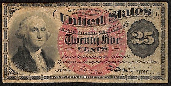 Lot of 3 Fractional Currency from 1863-1869 - 50, 25, 10, & 5 Cent Notes