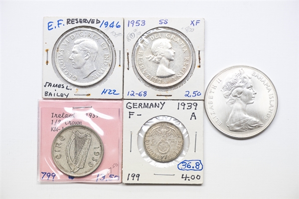 Lot of 5 - World Silver Coins - Approx 2 Oz of Silver