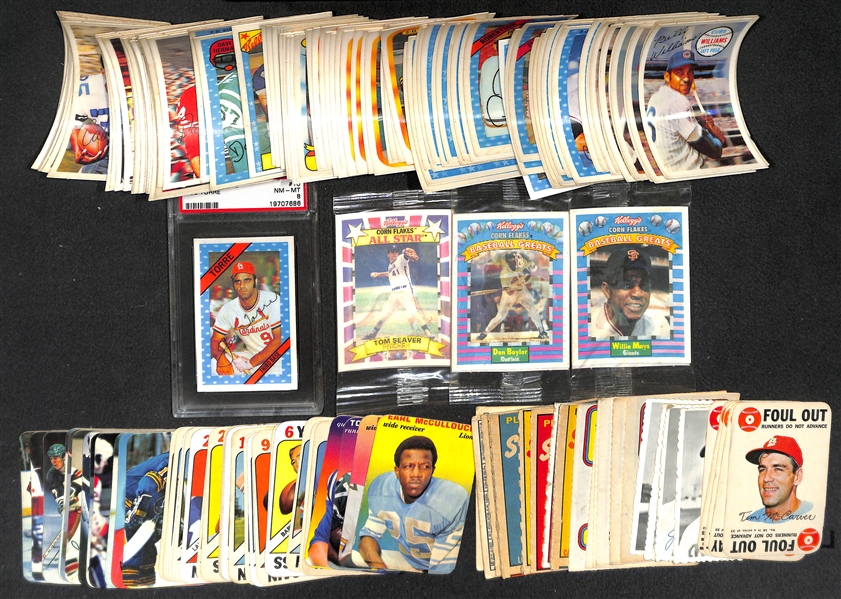 Large Lot of Mostly Baseball and Football 3-D Cards w. 1972 Kellogg's Joe Torre PSA 8