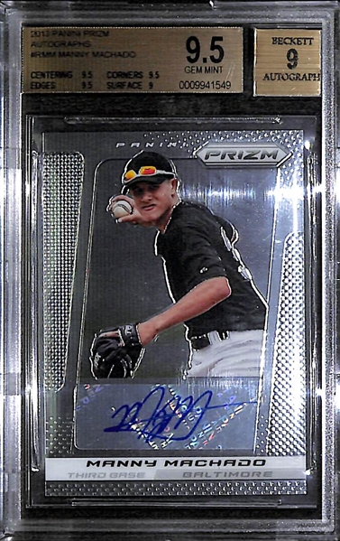2013 Panini Prizm Manny Machado Autographed Baseball Card BGS 9.5 GEM Mint (w/ 9 Autograph Grade)