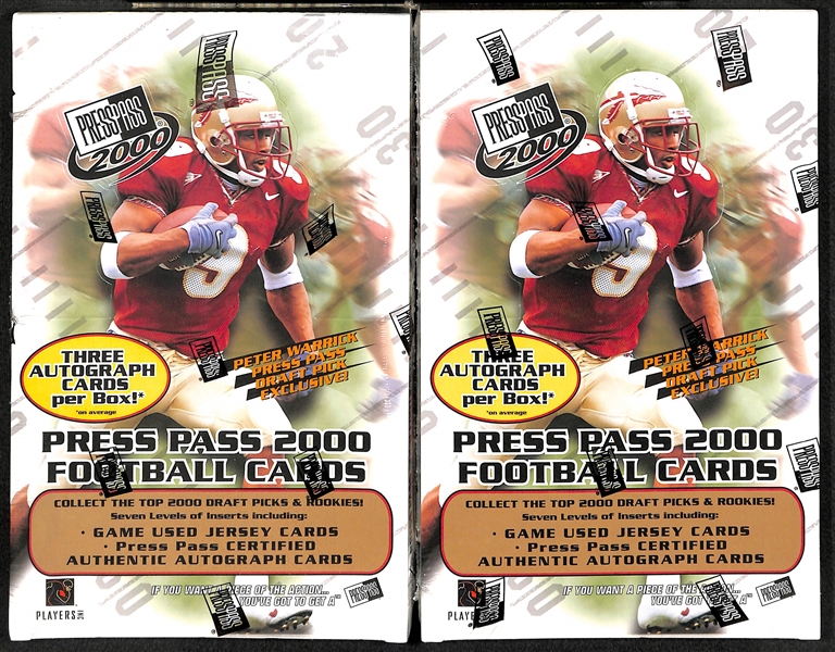 Lot of (2) 2000 PressPass Football Unopened Boxes (Tom Brady's Rookie Year)