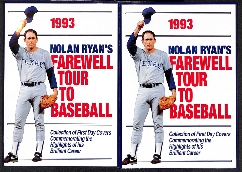 Lot of (2) 1993 Nolan Ryan Farewell Tour Booklets w/ Autographed FDCs (2 Autographs)