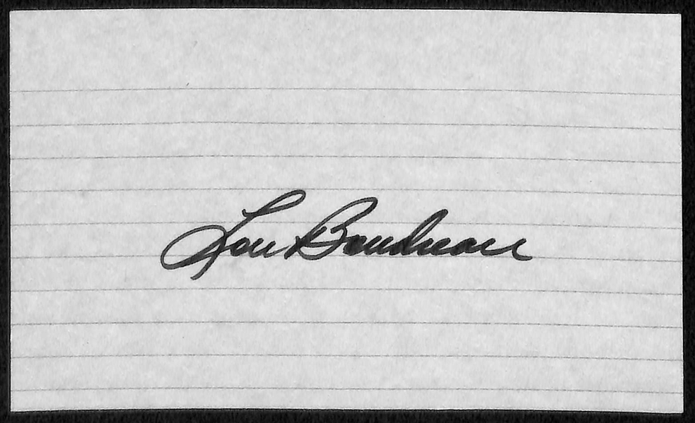 Lot of (5) Baseball HOF Index Card Autographs (Gehringer, Kell, Boudreau, and 2 Luke Appling)