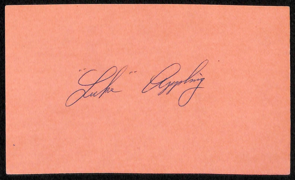 Lot of (5) Baseball HOF Index Card Autographs (Gehringer, Kell, Boudreau, and 2 Luke Appling)