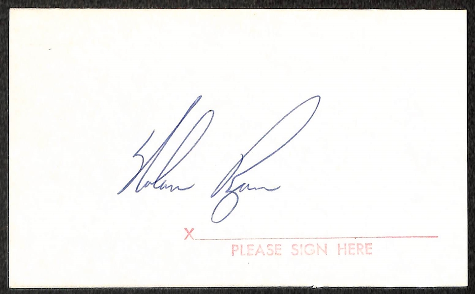 Lot of (4) Signed Baseball Index Cards (Nolan Ryan, Pete Rose, Jim Palmer, and Gaylord Perry)