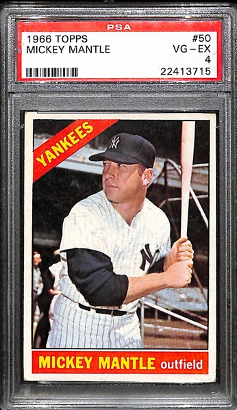 1966 Topps Mickey Mantle (#50) Graded PSA 4 VG-EX