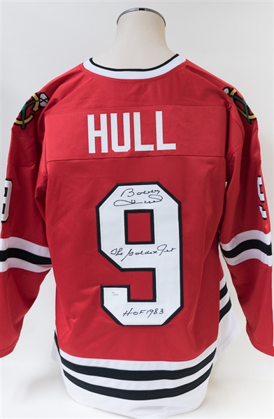 Bobby Hull Autographed Chicago Blackhawks Style Jersey (JSA COA)