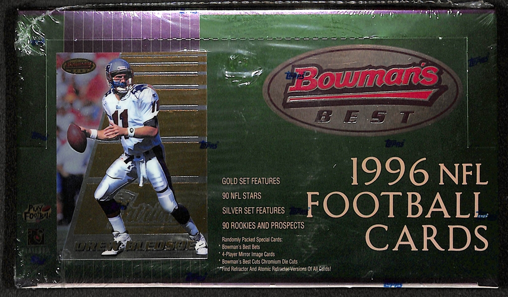 1996 Topps Bowman's Best Football Sealed/Unopened Hobby Box (24 packs w/ 6 chromium cards per pack)