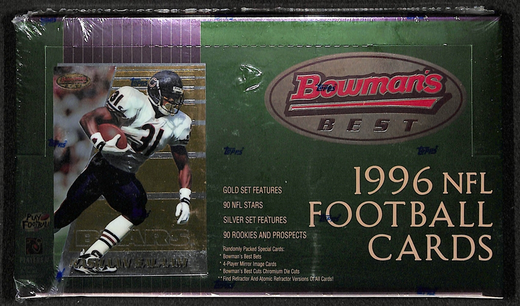 1996 Topps Bowman's Best Football Sealed/Unopened Hobby Box (24 packs w/ 6 chromium cards per pack)