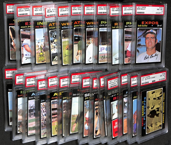 Lot of (25) Different 1971 Topps Baseball Cards - All PSA 8 NM-Mint High Grade!! - w. Chris Short