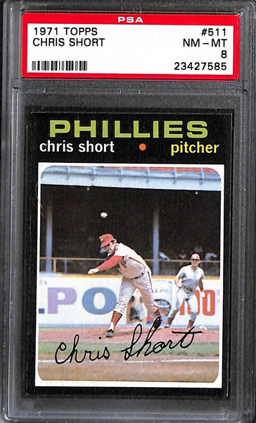 Lot of (25) Different 1971 Topps Baseball Cards - All PSA 8 NM-Mint High Grade!! - w. Chris Short
