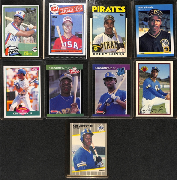 Lot of (40) Assorted 1980s Super Star Rookie Lot - Inc. Griffey, Bonds, McGwire, More