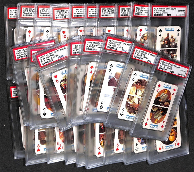 Lot of (27) 1975 Monty Gum Kojak Cards - Inc. (3) PSA 10s!