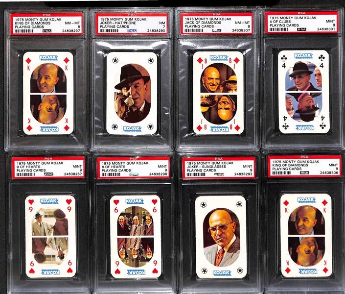 Lot of (27) 1975 Monty Gum Kojak Cards - Inc. (3) PSA 10s!