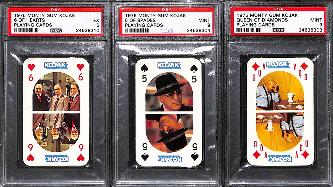Lot of (27) 1975 Monty Gum Kojak Cards - Inc. (3) PSA 10s!