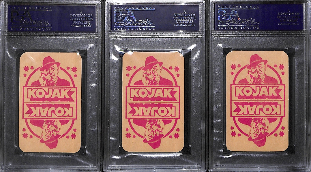 Lot of (27) 1975 Monty Gum Kojak Cards - Inc. (3) PSA 10s!