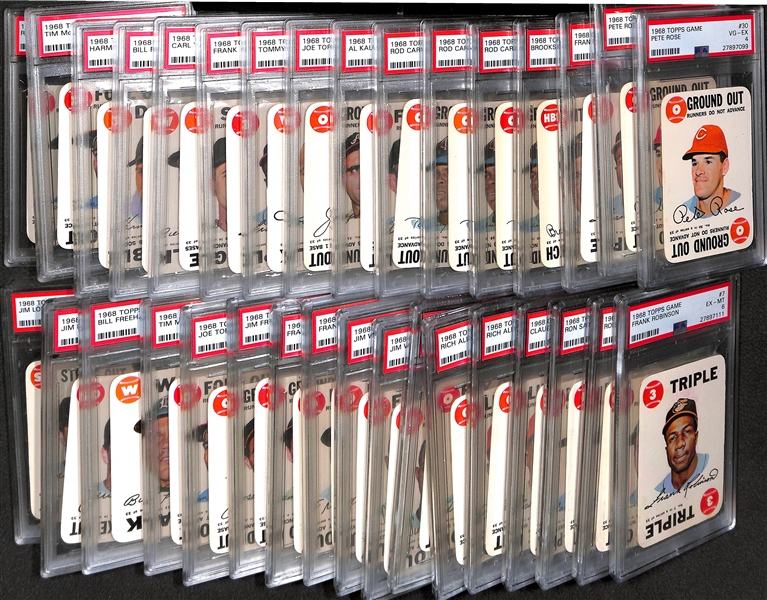 Lot of (33) 1968 Topps Game Cards - All PSA Graded - w. Pete Rose x2