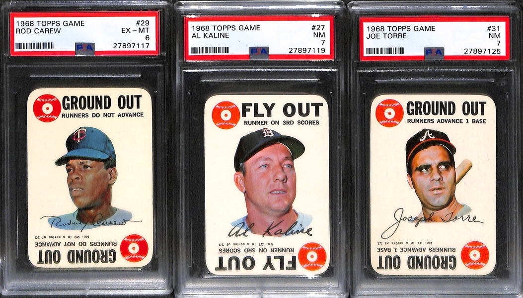 Lot of (33) 1968 Topps Game Cards - All PSA Graded - w. Pete Rose x2