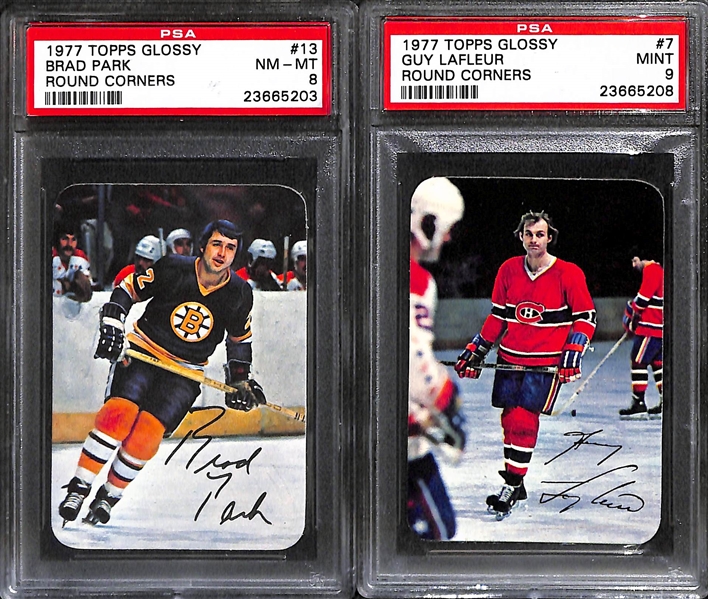Lot of (14) 1976 and 1977 Topps Glossy Hockey Cards - PSA Graded 8-9