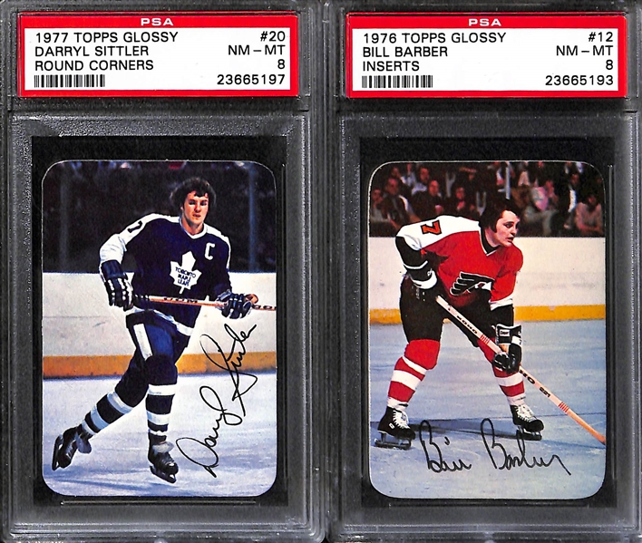 Lot of (14) 1976 and 1977 Topps Glossy Hockey Cards - PSA Graded 8-9