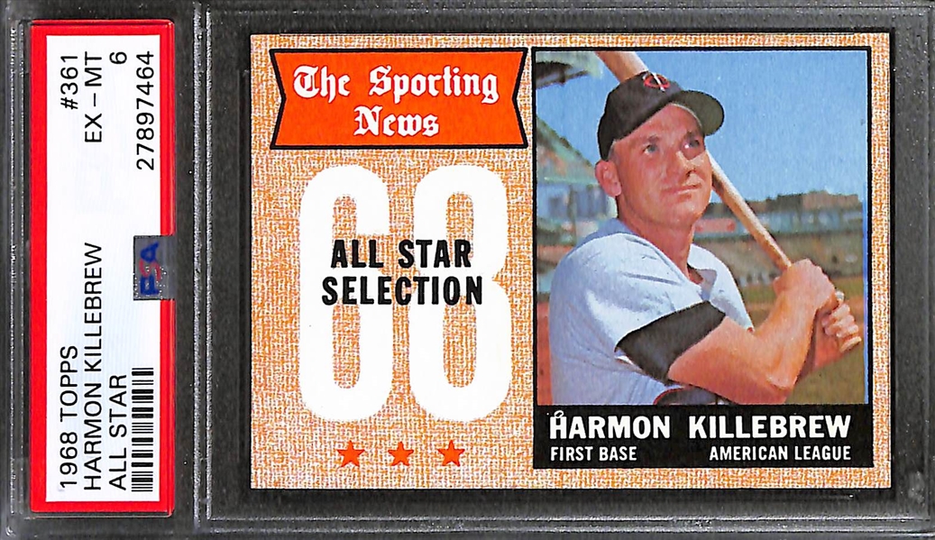 Lot of (18) 1968 Topps Baseball Cards - PSA Graded!