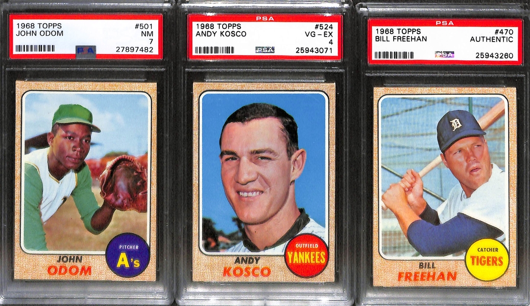 Lot of (18) 1968 Topps Baseball Cards - PSA Graded!