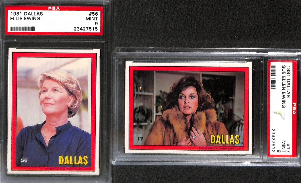 Lot of (16) 1981 Donruss Dallas Cards Featuring Larry Hagman as JR Ewing - All PSA 9 Mint!