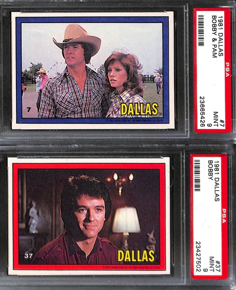 Lot of (16) 1981 Donruss Dallas Cards Featuring Larry Hagman as JR Ewing - All PSA 9 Mint!