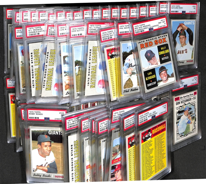 Lot of (59) 1970 Topps Cards - PSA Graded Lot - Assortment of Many Stars