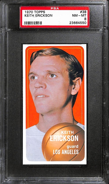 Lot of (6) 1970-71 Topps Basketball High-Grade PSA Cards w. Keith Erickson PSA 8
