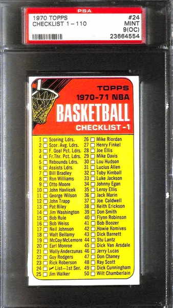 Lot of (6) 1970-71 Topps Basketball High-Grade PSA Cards w. Keith Erickson PSA 8