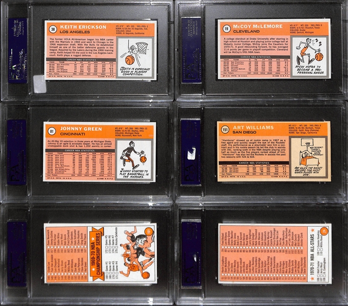 Lot of (6) 1970-71 Topps Basketball High-Grade PSA Cards w. Keith Erickson PSA 8